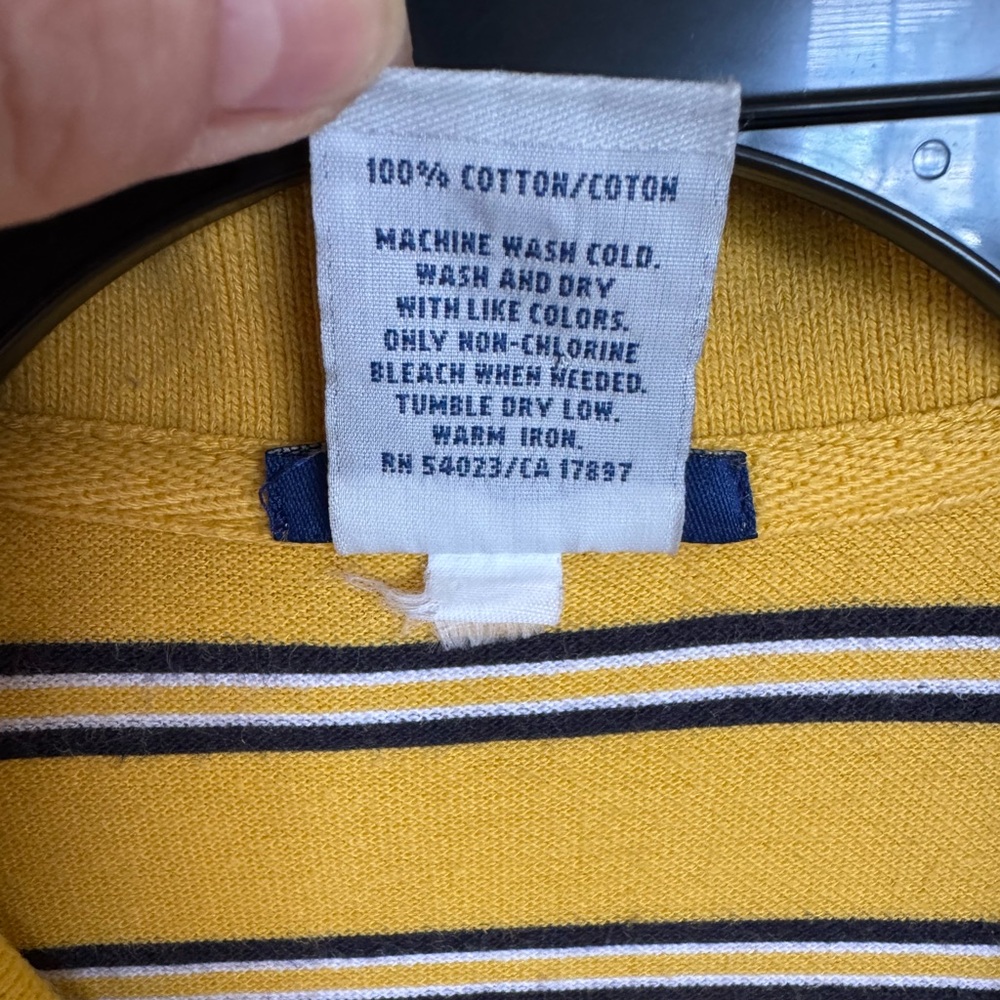 Old Navy Yellow and Black Striped Polo Shirt, L 🦋 - Picture 3 of 5